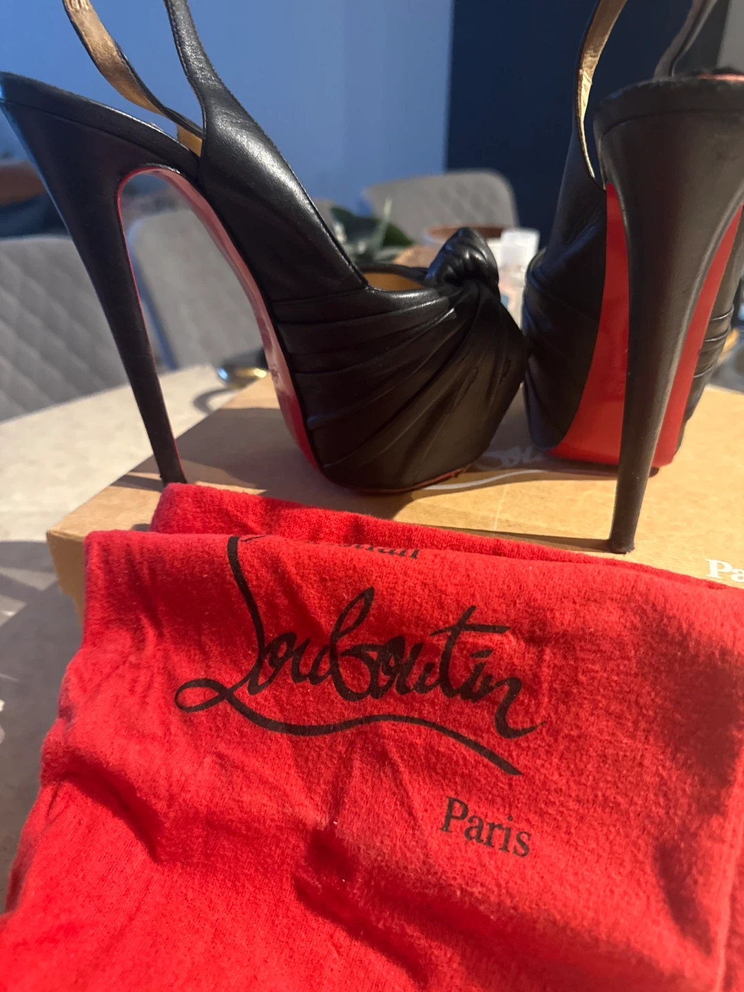 Christian Louboutin Black Leather Slingback Heels - photo 2