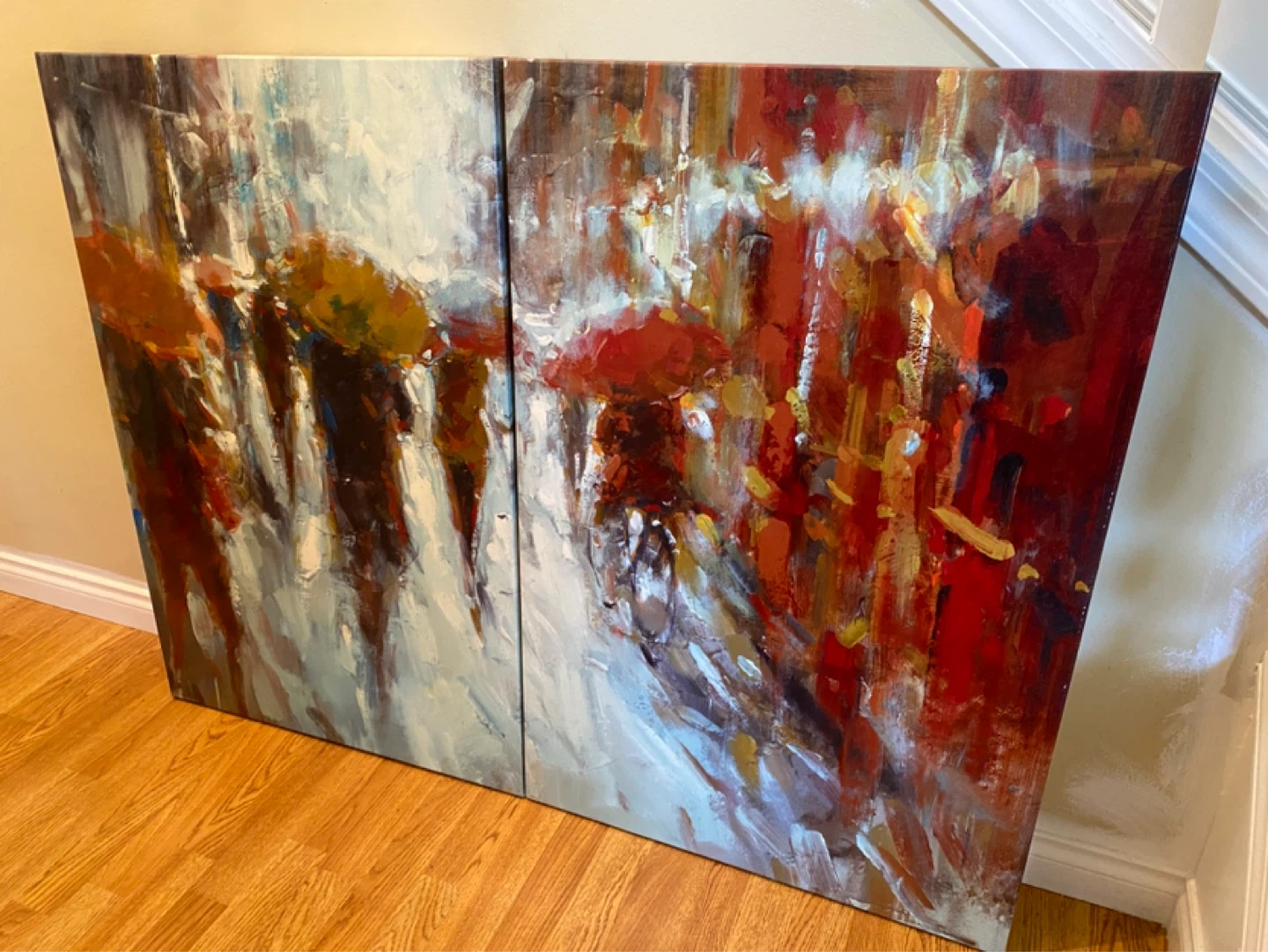 Abstract Canvas Art Print - "Rainy Day" Two-Piece Set