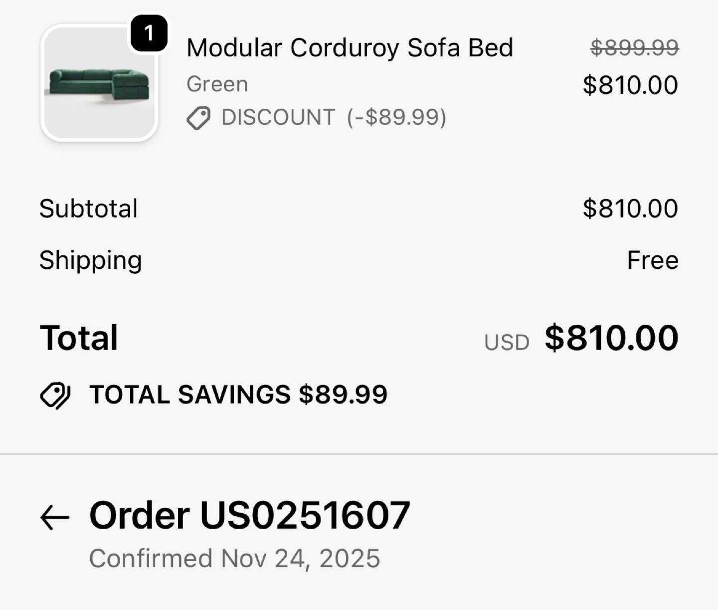 Modular Corduroy Sofa Bed - Green - photo 3