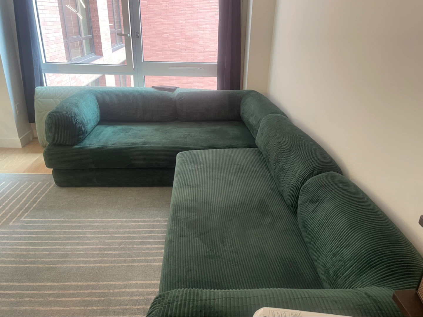 Modular Corduroy Sofa Bed - Green - photo 2