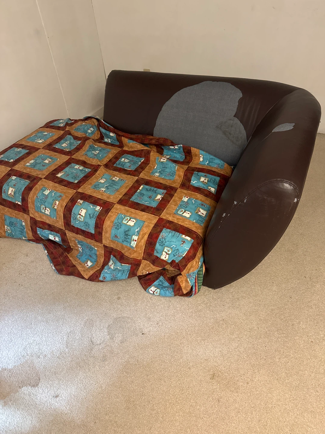 Brown Faux Leather Armchair