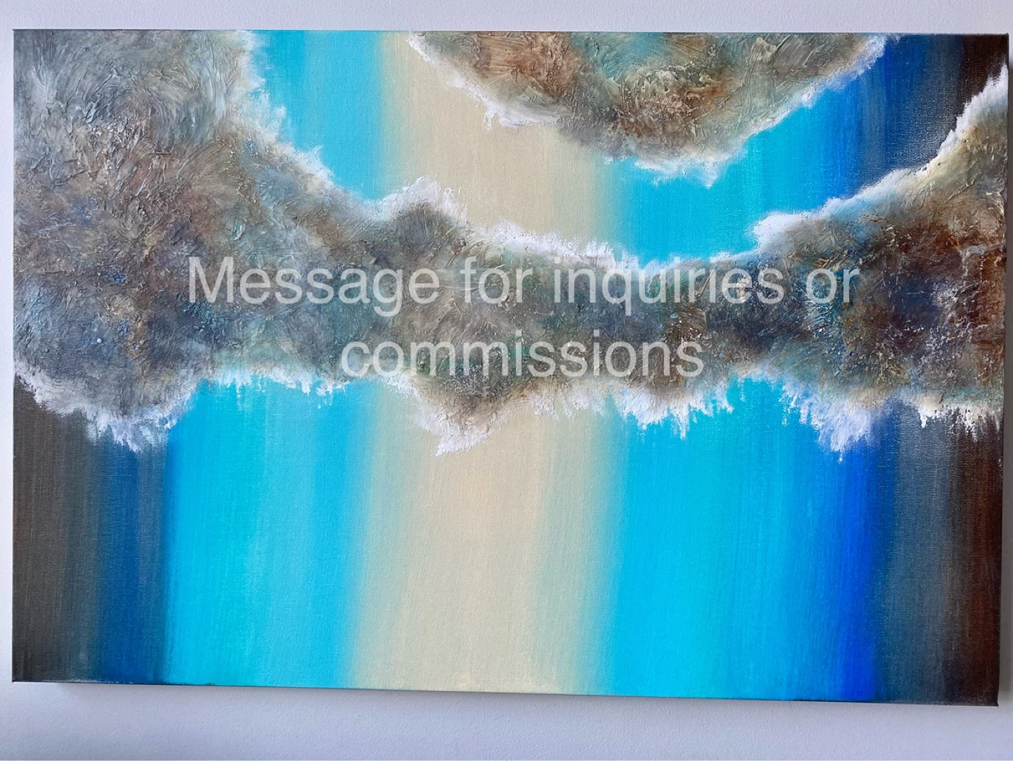 Large Original Painting - Dark Brown, Beige, Blue Abstract - photo 5
