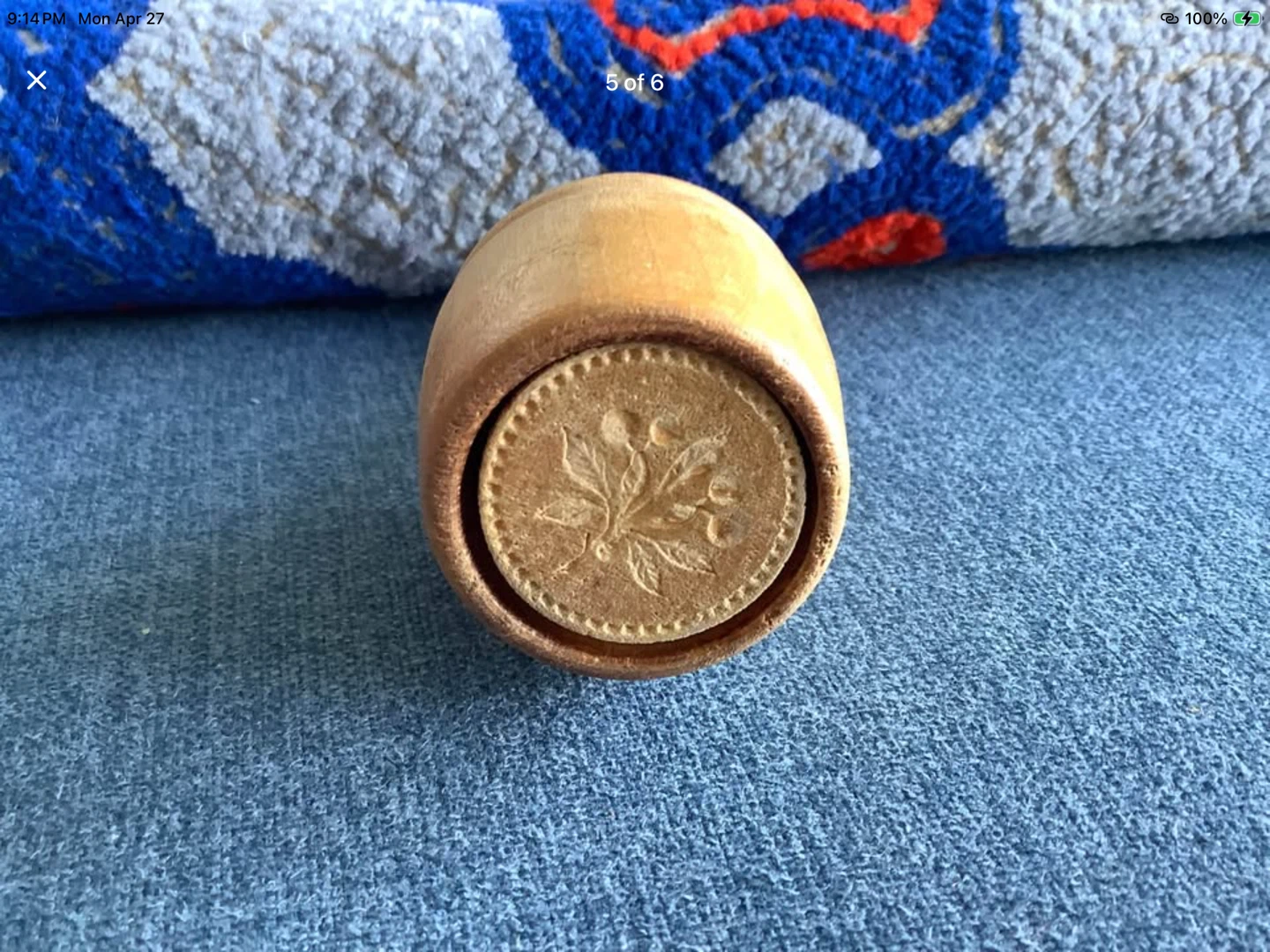 Antique Wd Butter Mold/Press - Botanical Motif 🐞 - photo 5