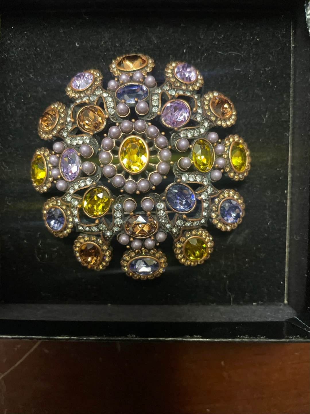 Joan Rivers Brooch with Crystals and Pearls