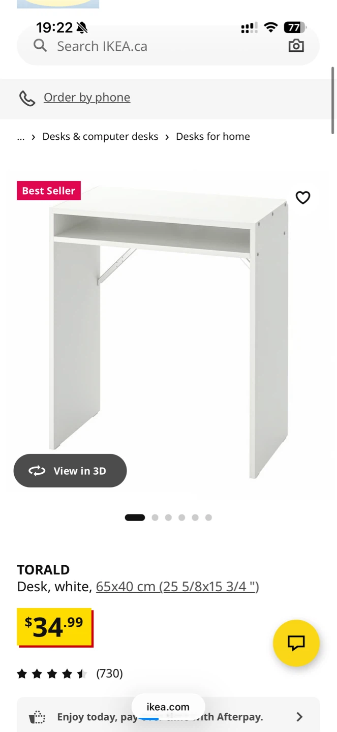 IKEA TORALD Desk, White, 65x40 cm