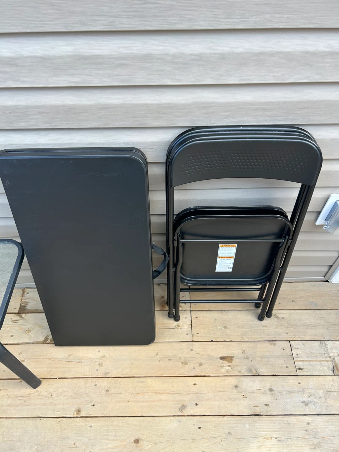 Black Folding Card Table and 2 Chairs Set - photo 5