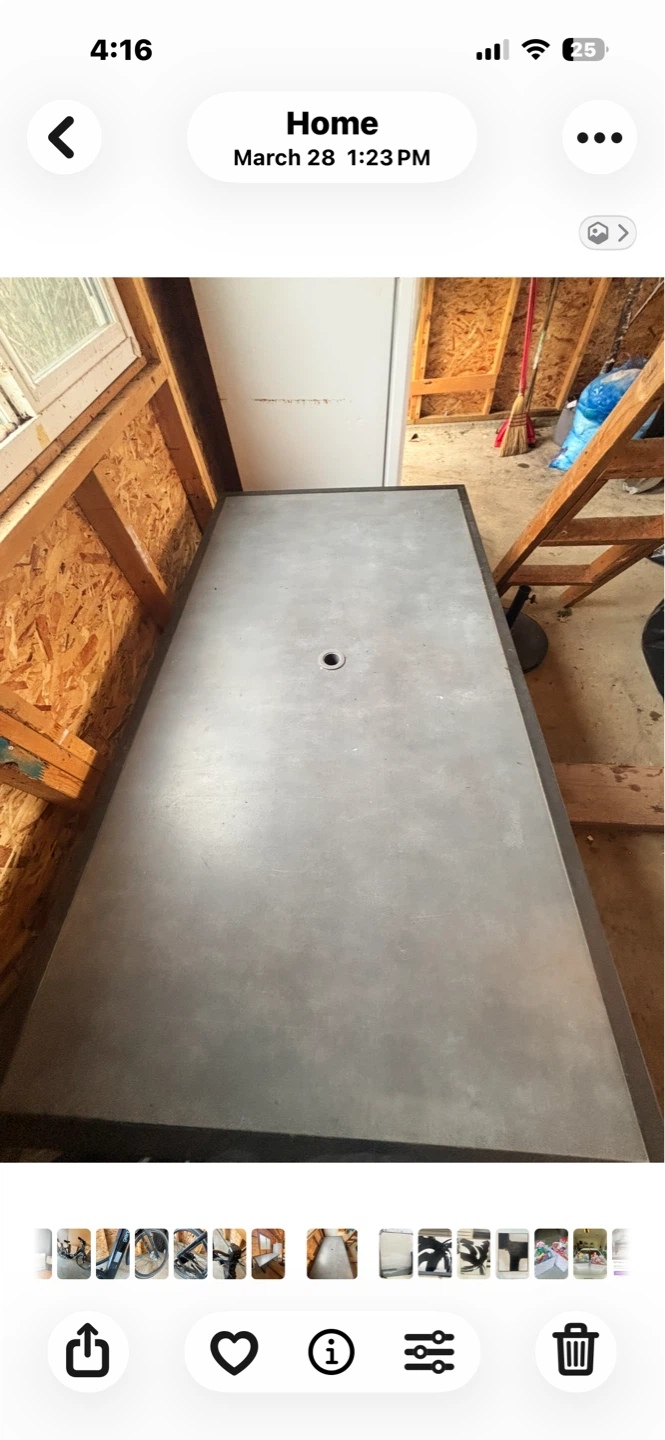 Grey Concrete Dining Table with Umbrella Hole