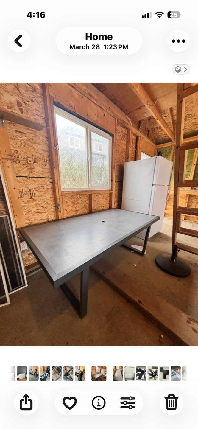 Grey Concrete Dining Table with Umbrella Hole - photo 2