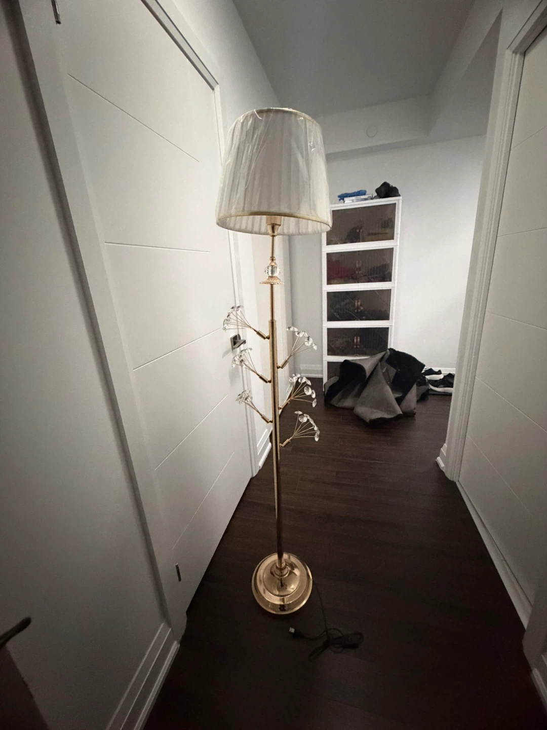 Gold Floor Lamp with Crystal Accents