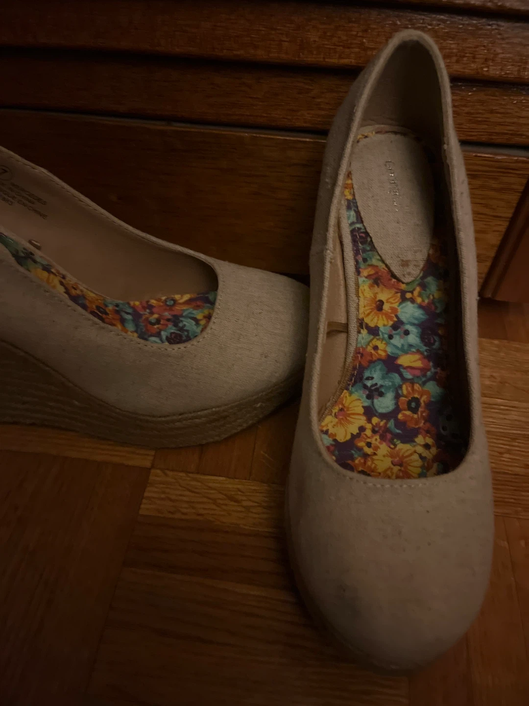 Cream Espadrille Wedge Shoes - Size 7 - photo 2
