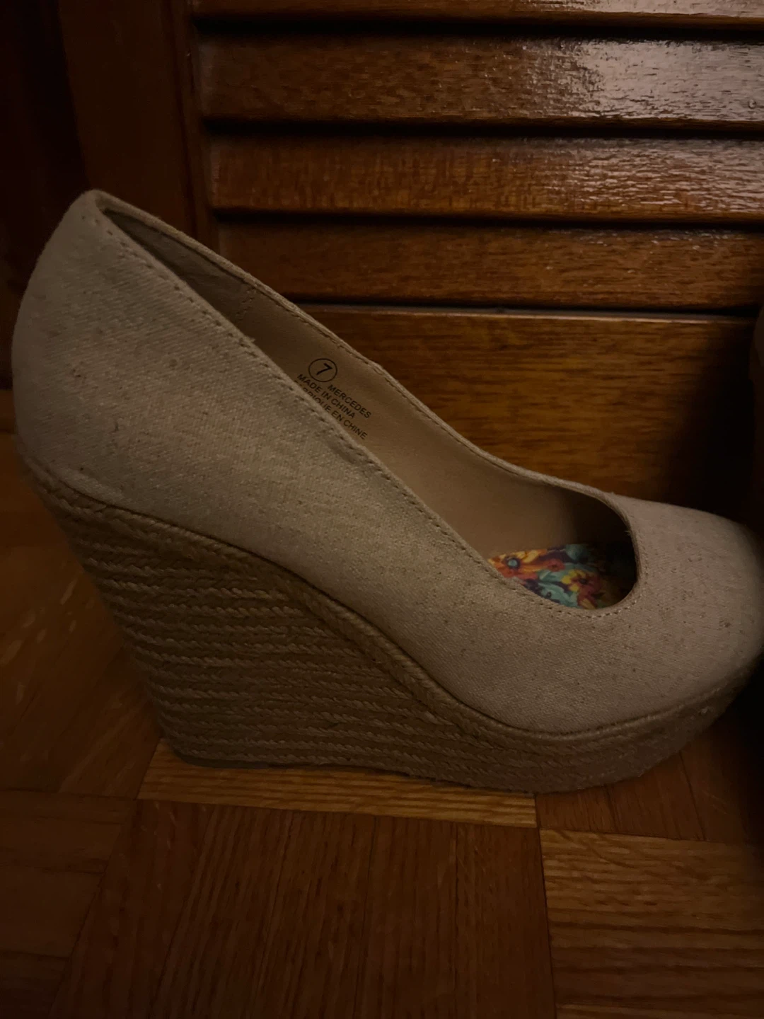 Cream Espadrille Wedge Shoes - Size 7 - photo 3