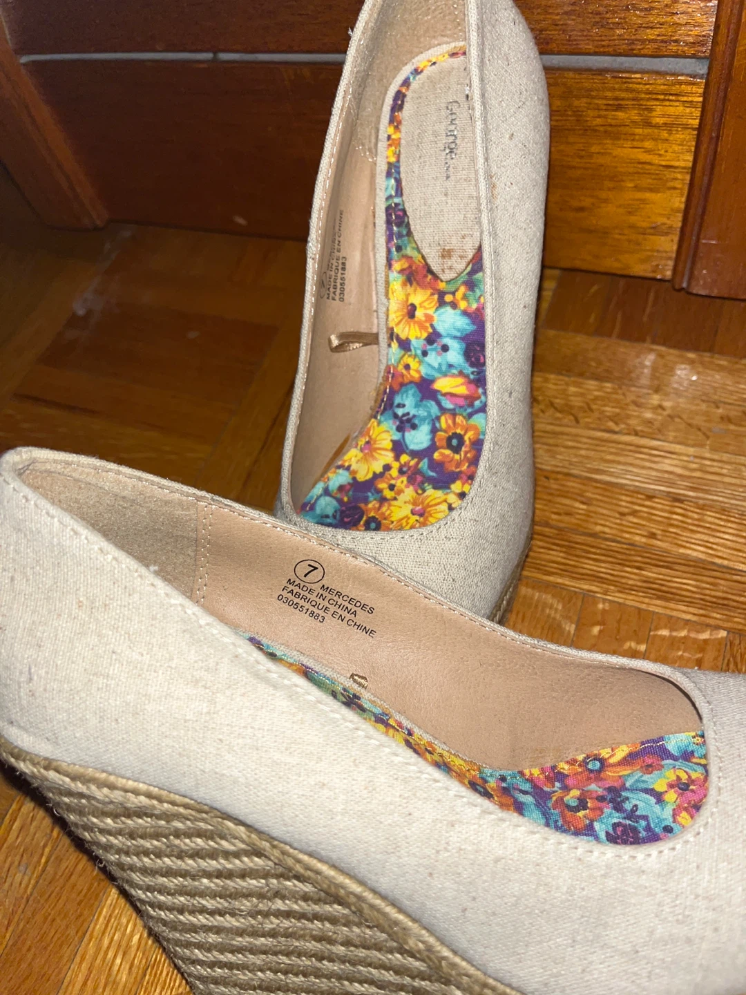 Cream Espadrille Wedge Shoes - Size 7 - photo 4