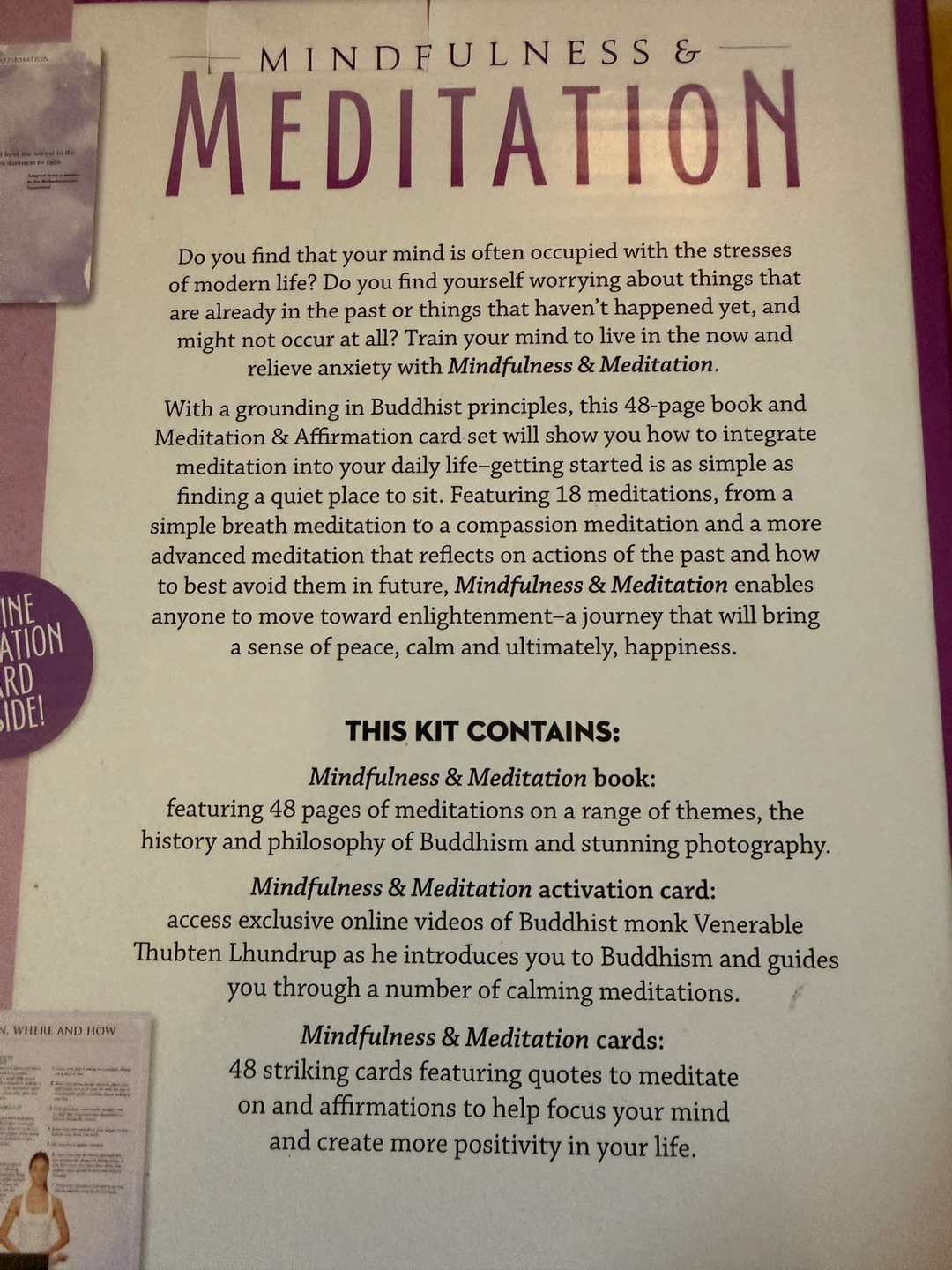 Mindfulness & Meditation Book, Cards, and Online Videos Kit - photo 2