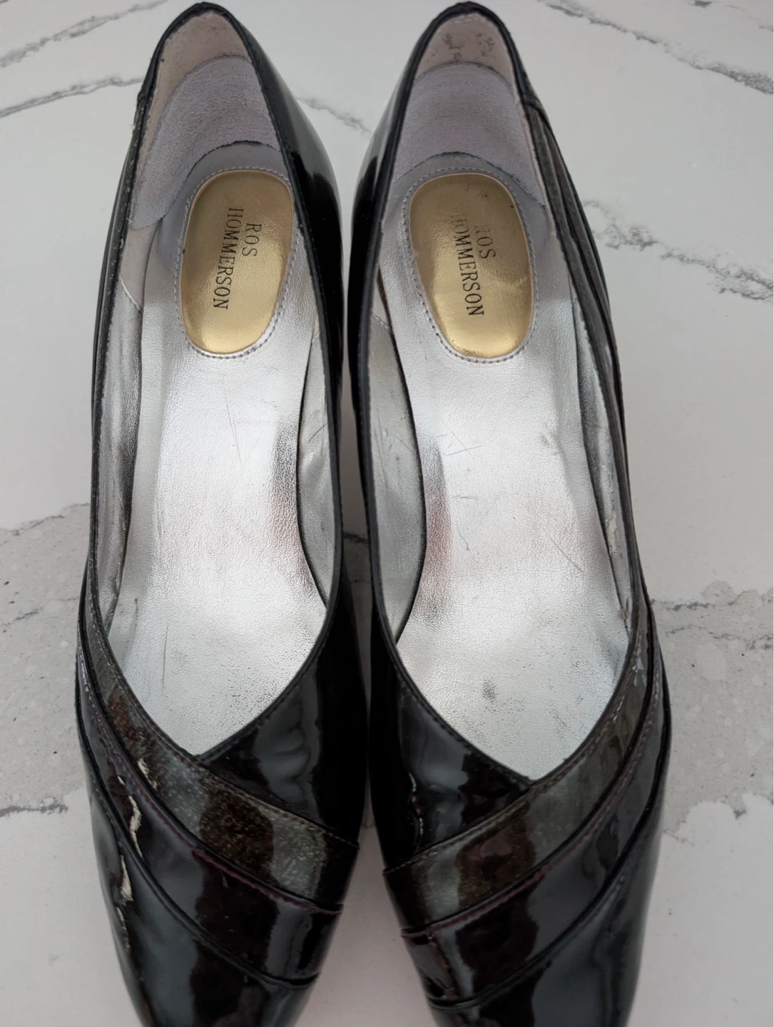 Ros Hommerson Black Patent Leather Heels Size 9M