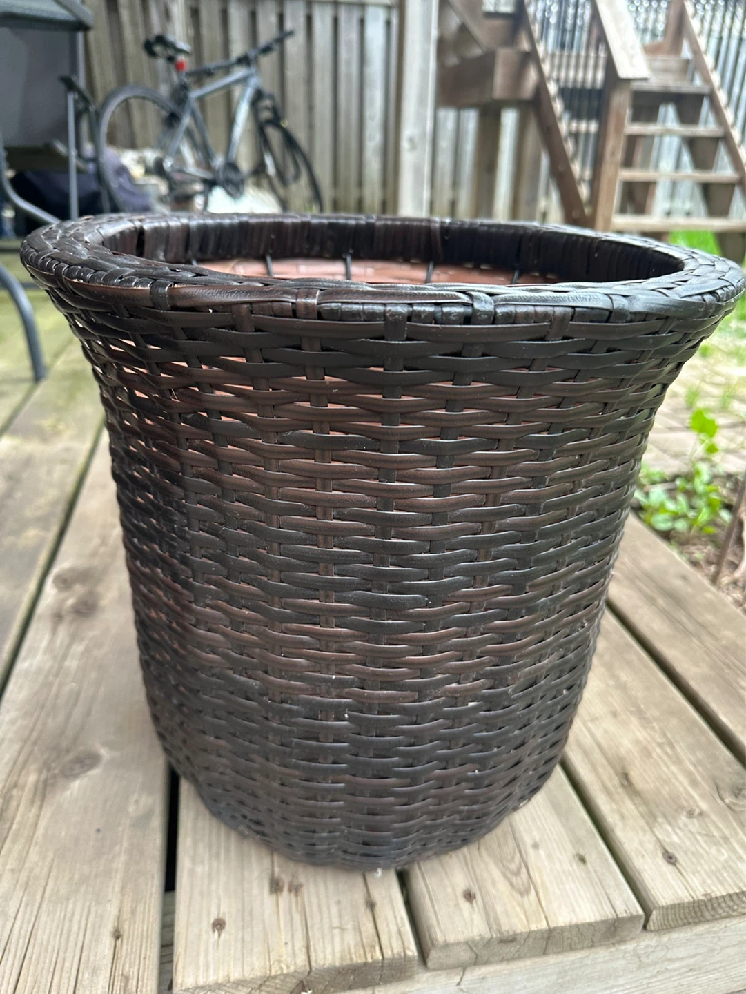 Brown Wicker Planter - 14" Height - photo 4