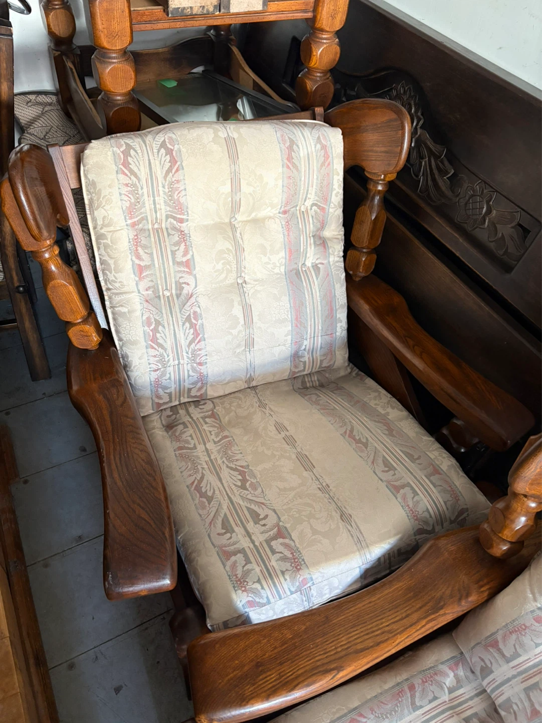 Wooden Sofa, rocking chair and 3 Coffee Table Set - photo 5