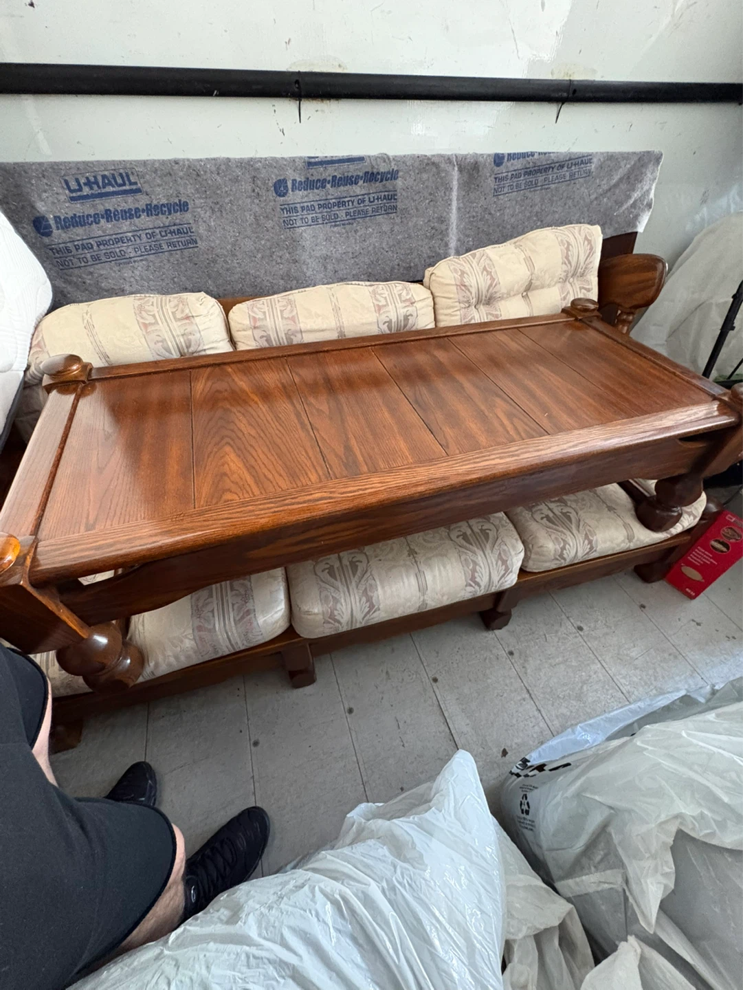 Wooden Sofa, rocking chair and 3 Coffee Table Set - photo 4