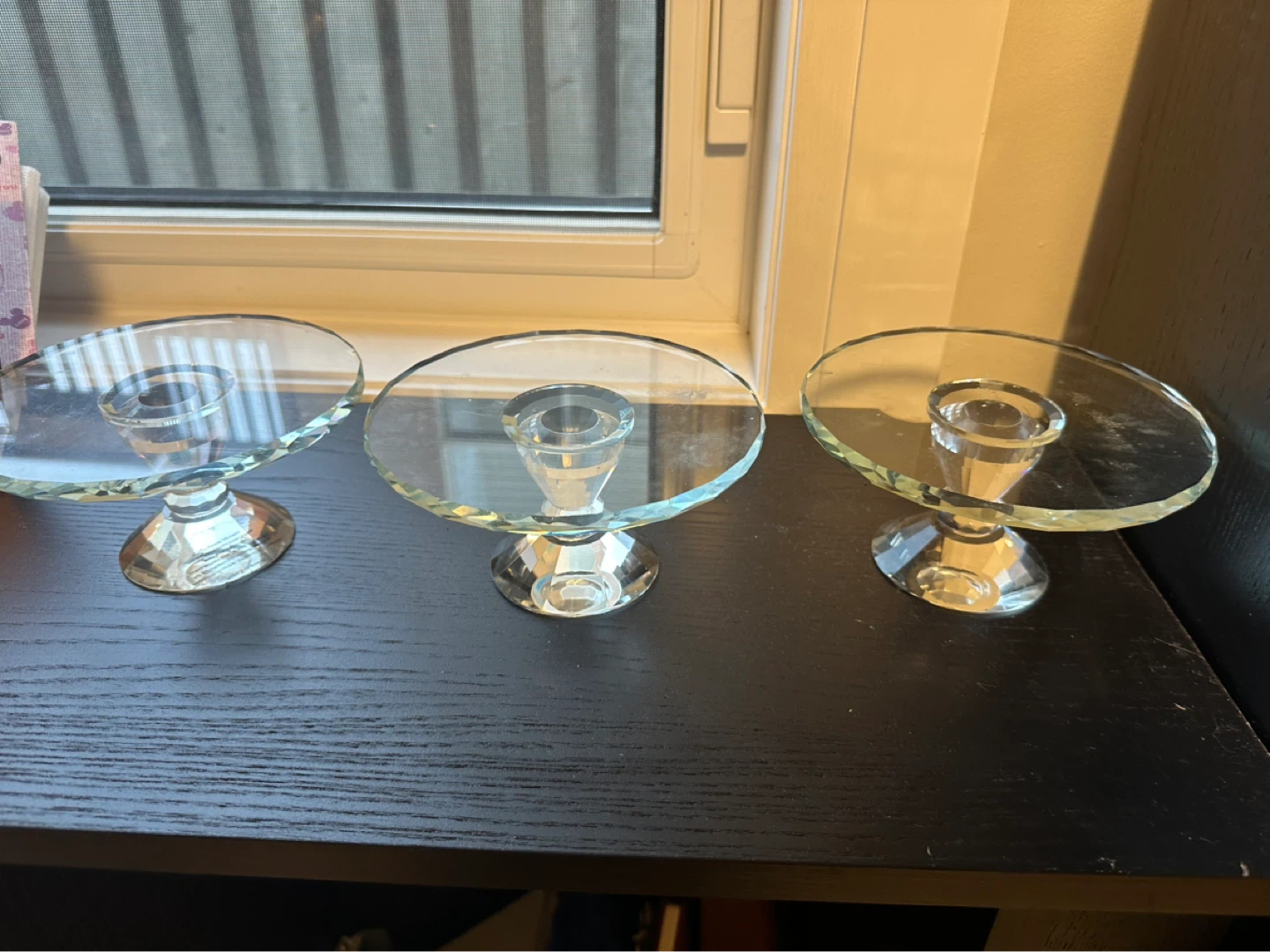 Set of 3 Clear Glass Pedestal Trays - photo 3