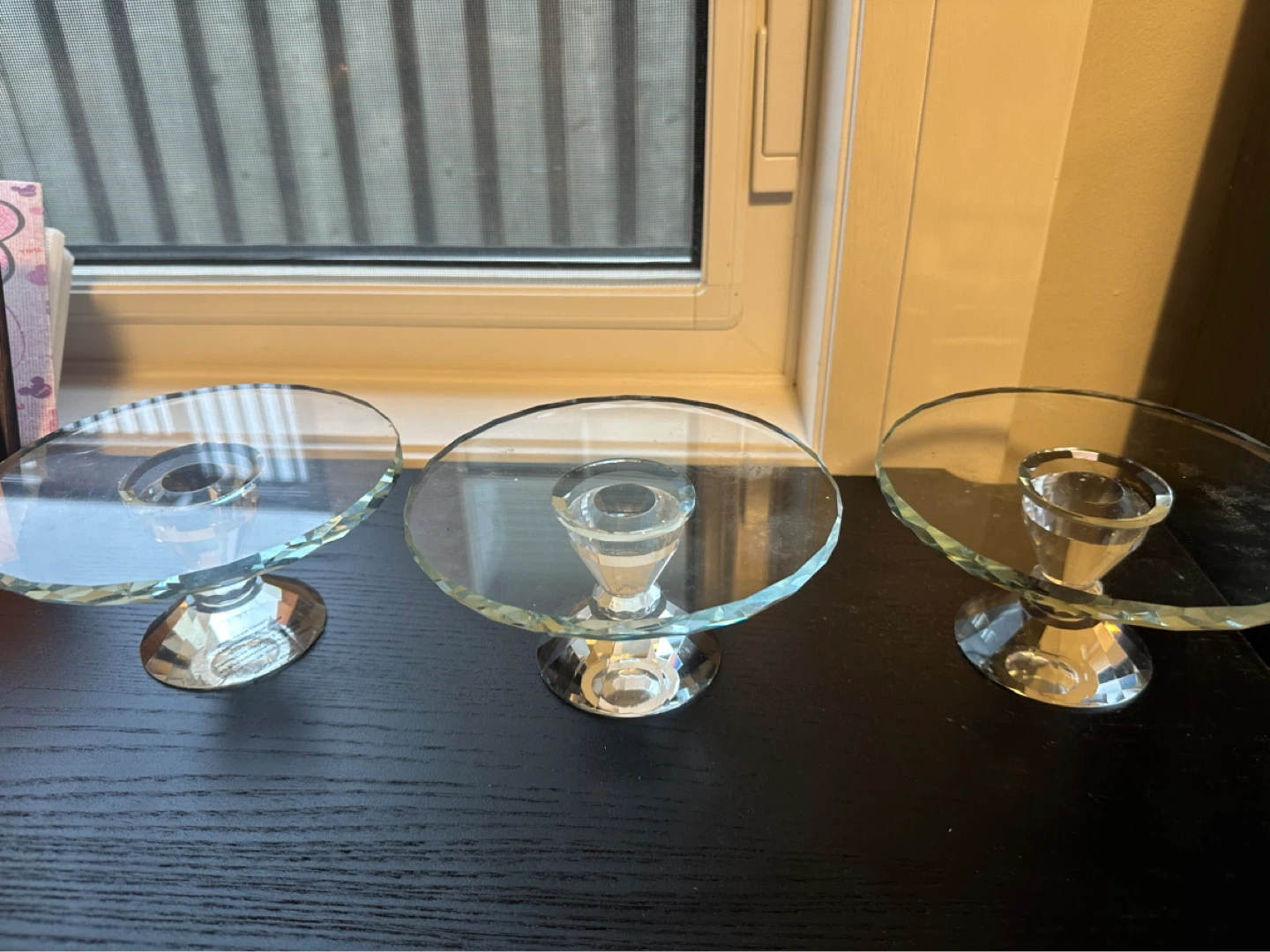 Set of 3 Clear Glass Pedestal Trays - photo 2