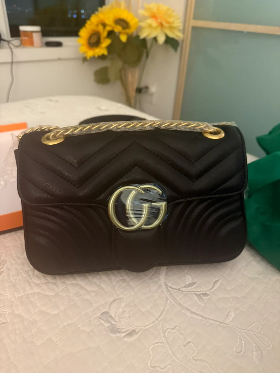 Black Chevron Quilted Shoulder Bag