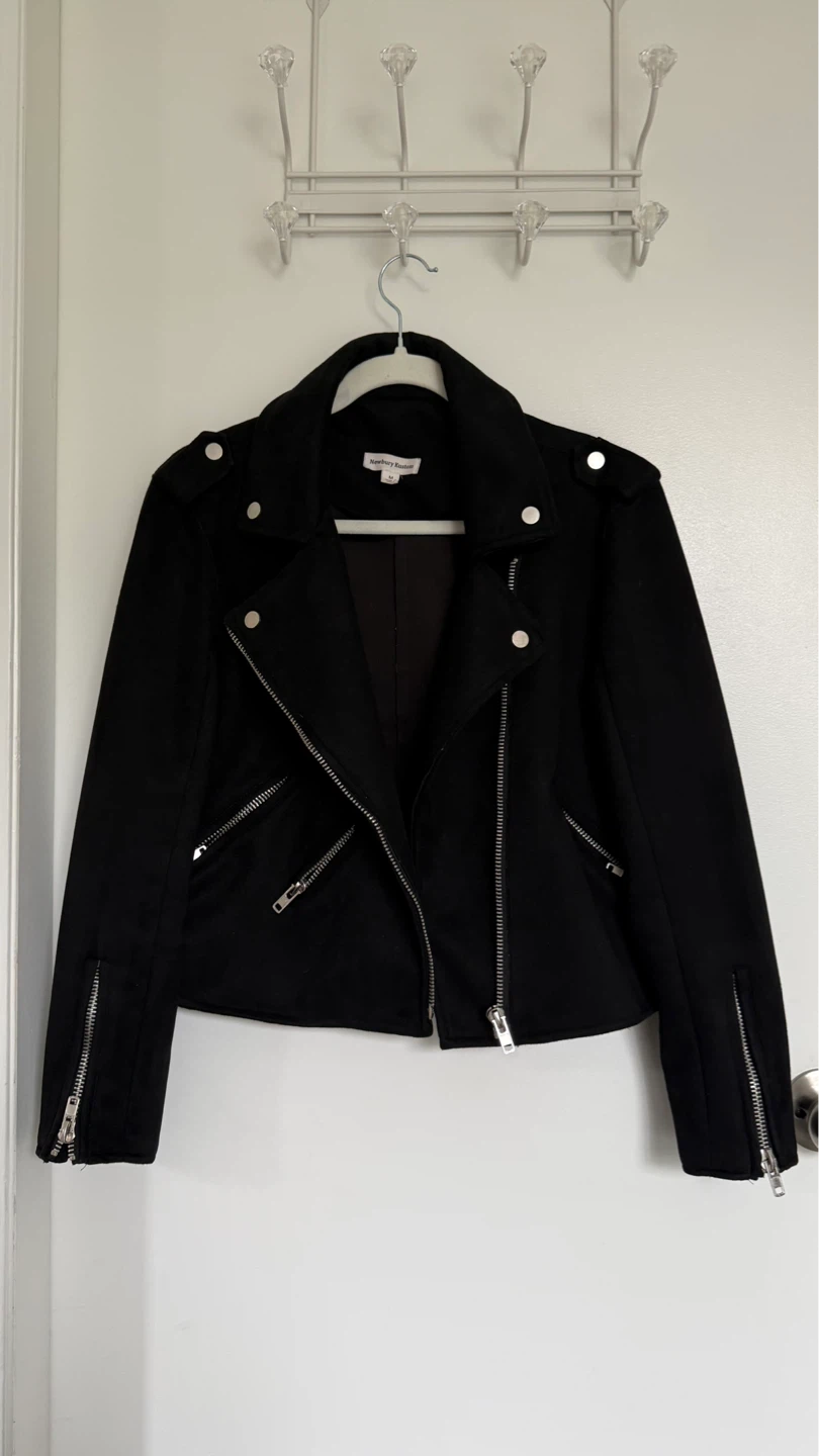 Black Faux Suede Moto Jacket