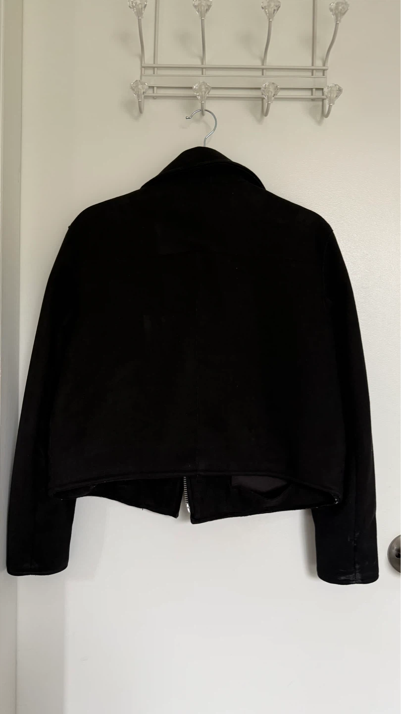 Black Faux Suede Moto Jacket - photo 2
