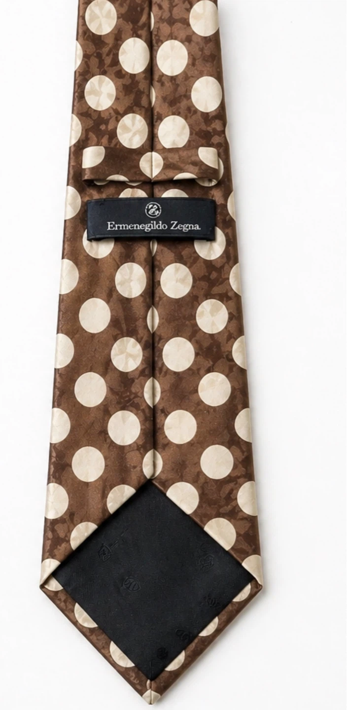 Ermenegildo Zegna Brown Polka Dot Silk Tie - photo 3