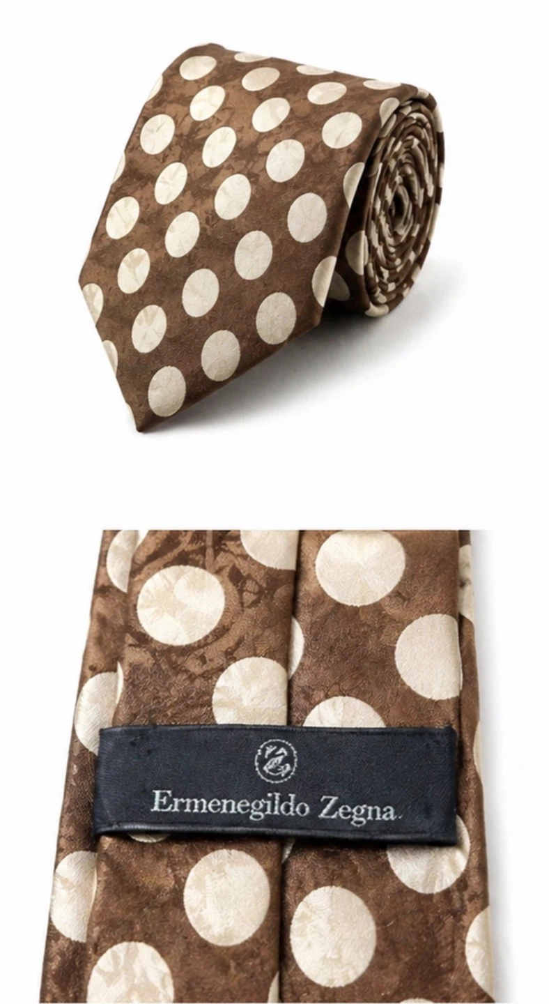 Ermenegildo Zegna Brown Polka Dot Silk Tie