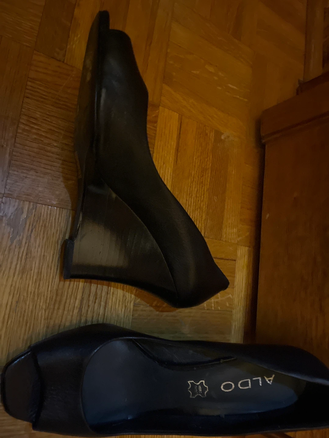 Beautiful ALDO Black Peep-Toe Wedge Heels - Size 37 - photo 4