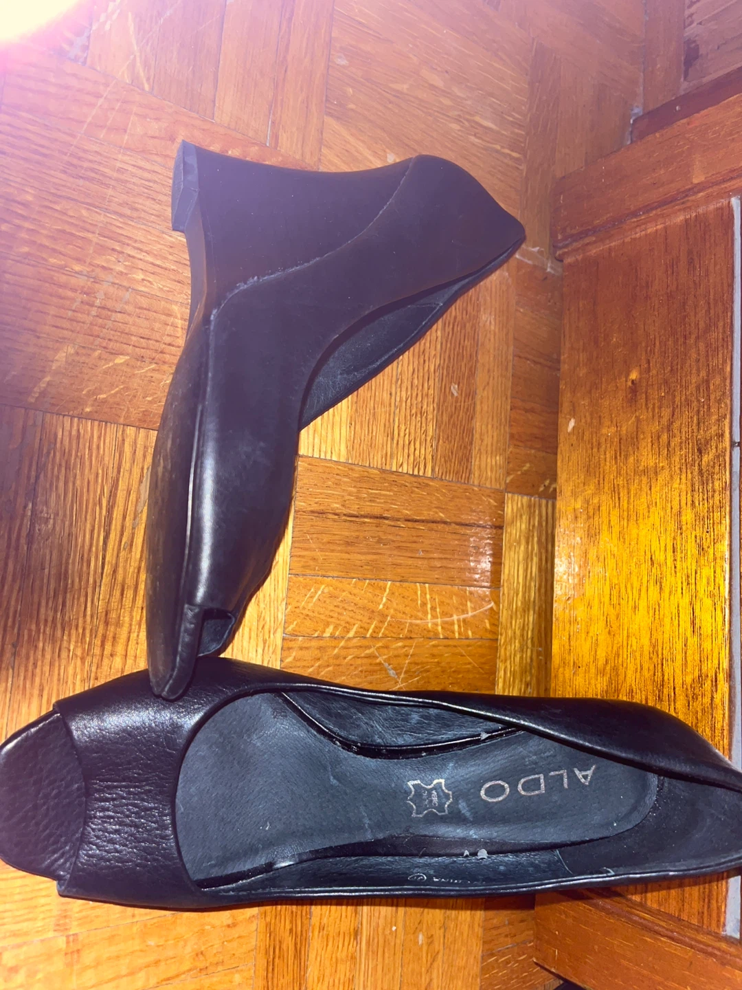 Beautiful ALDO Black Peep-Toe Wedge Heels - Size 37 - photo 2