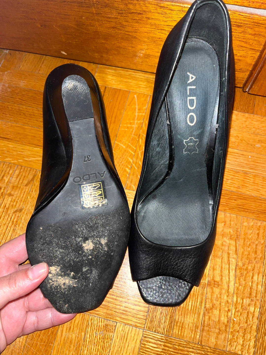 Beautiful ALDO Black Peep-Toe Wedge Heels - Size 37 - photo 3