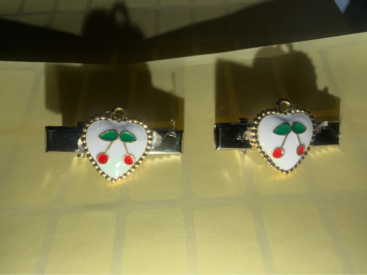 Cherry Heart Hair Clips - Set of 2