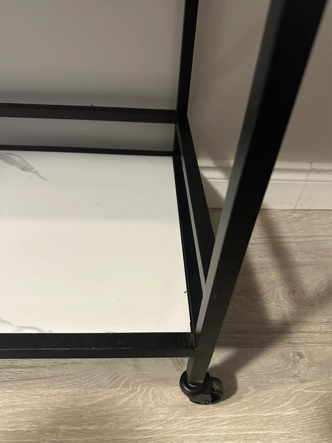 Black Metal Bar Cart with White Marble Shelves - photo 2
