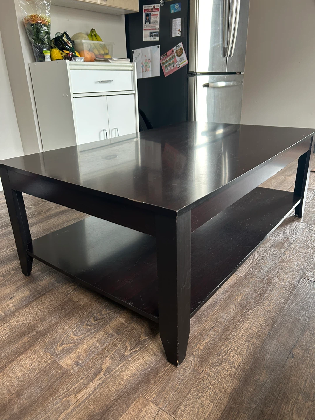 Dark Brown Coffee Table with Shelf