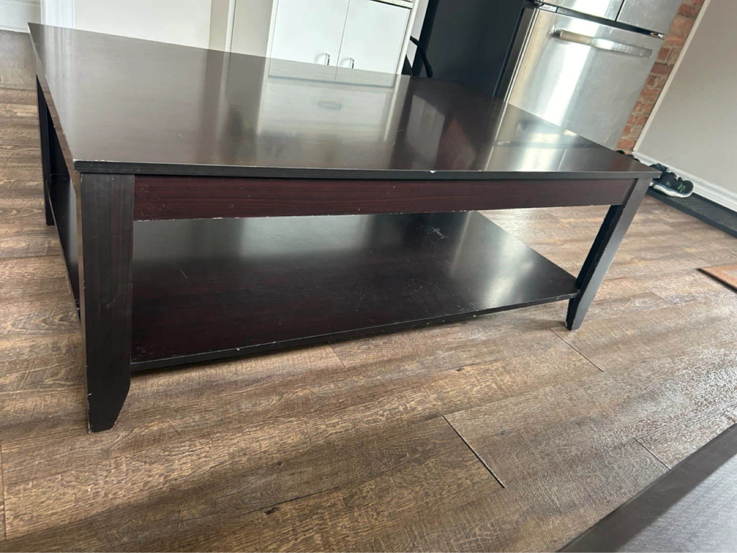 Dark Brown Coffee Table with Shelf - photo 2