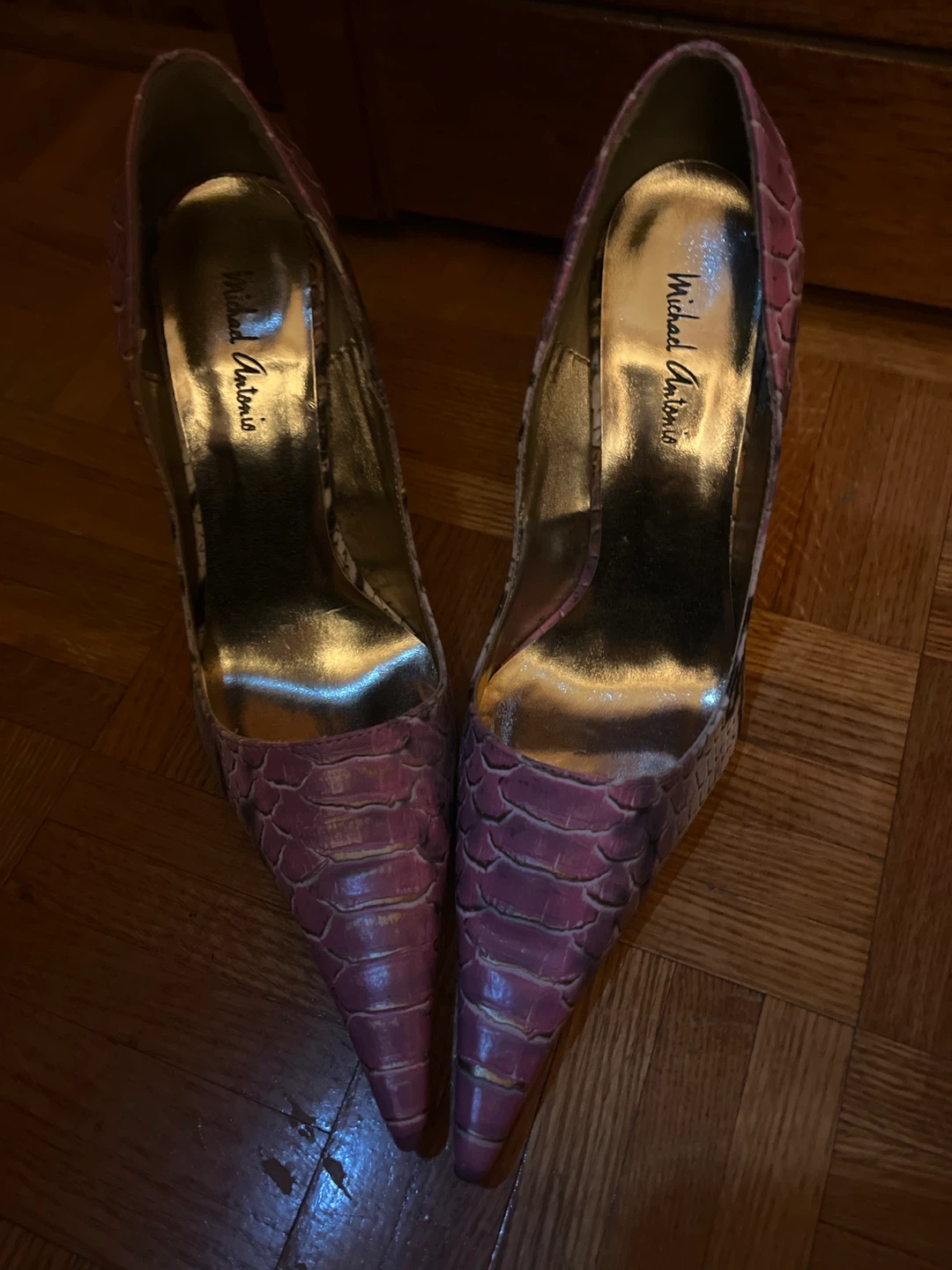 Beautiful Michael Antonio Women's Pink Snakeskin Heels