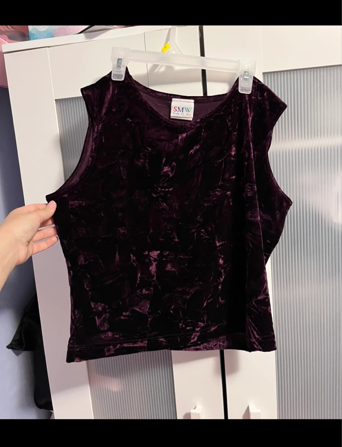 SMW Burgundy Velvet Tank Top and Mini Skirt - photo 3