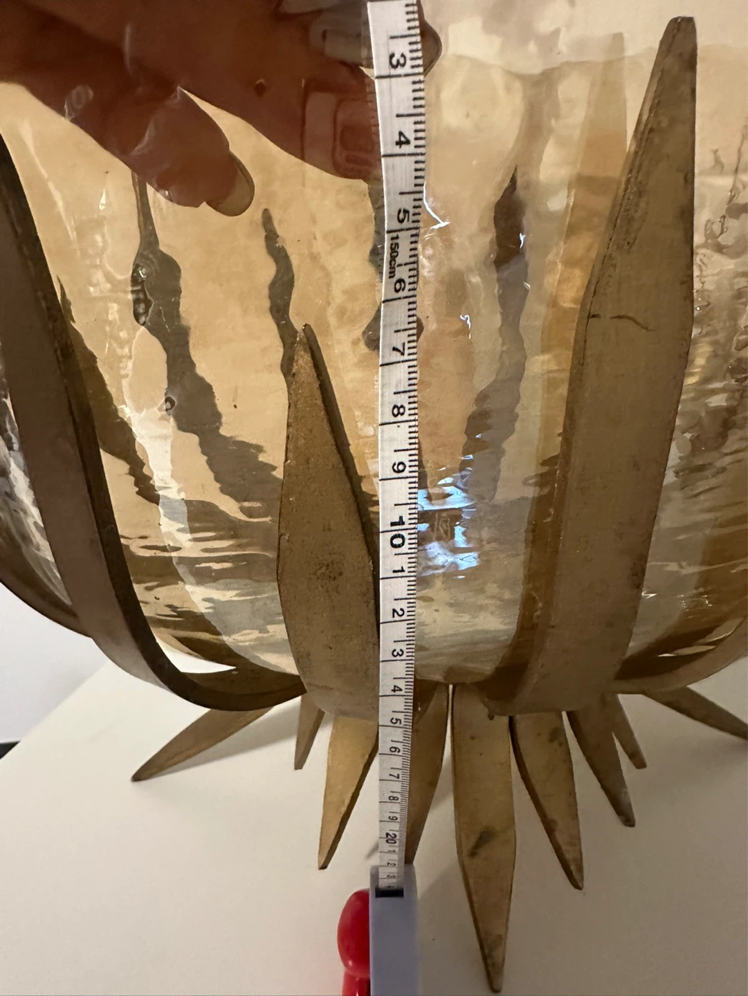 Large Amber Glass Bowl with Metal Base - photo 4