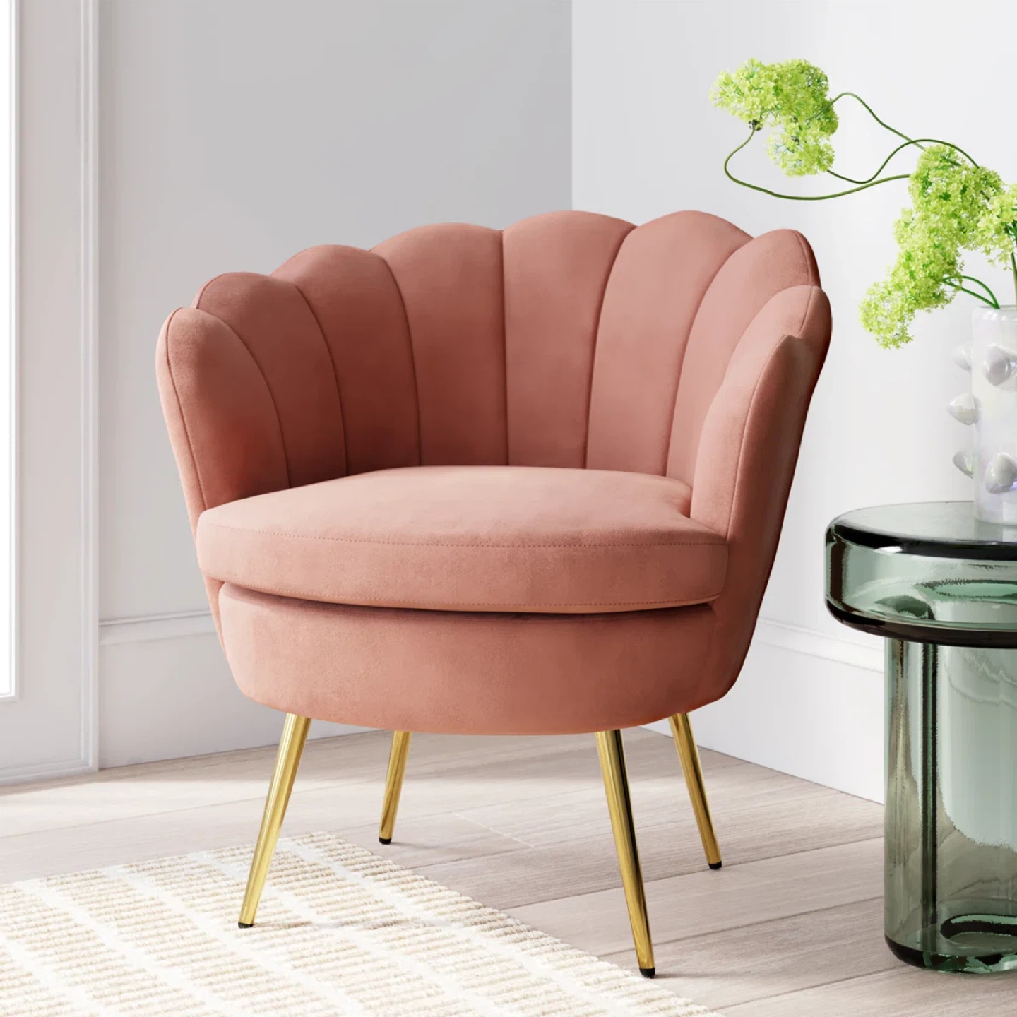 Pink Velvet Accent Chair