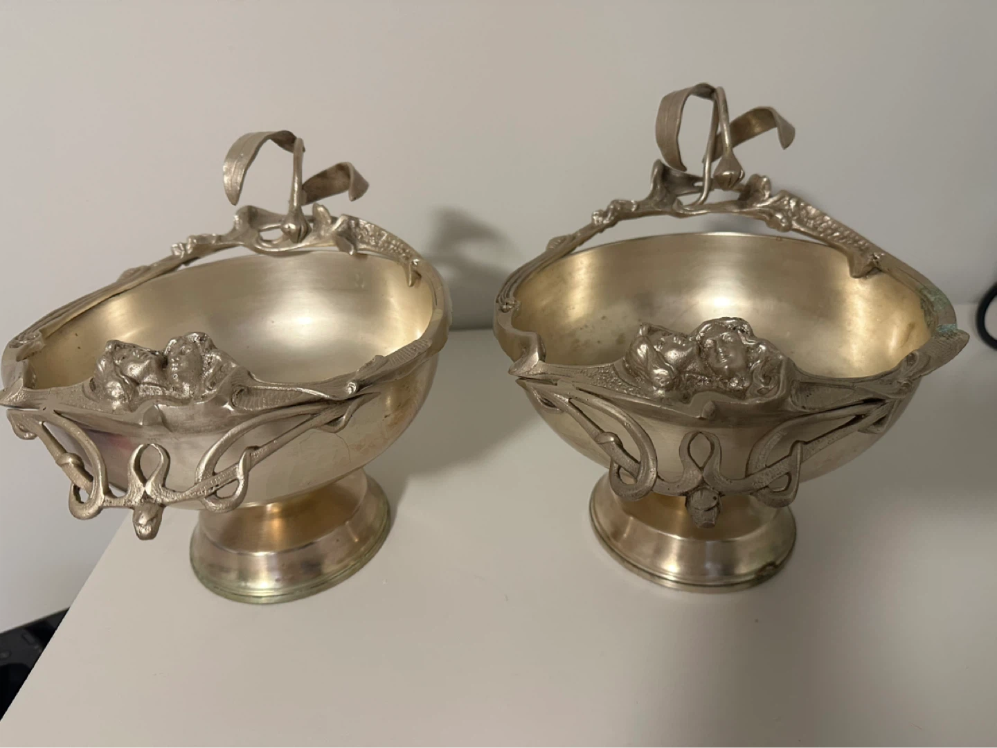 Pair of Vintage Art Nouveau Silver Plated Bowls - photo 2