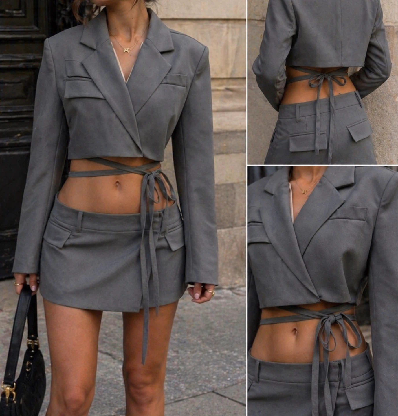Grey Cropped Blazer