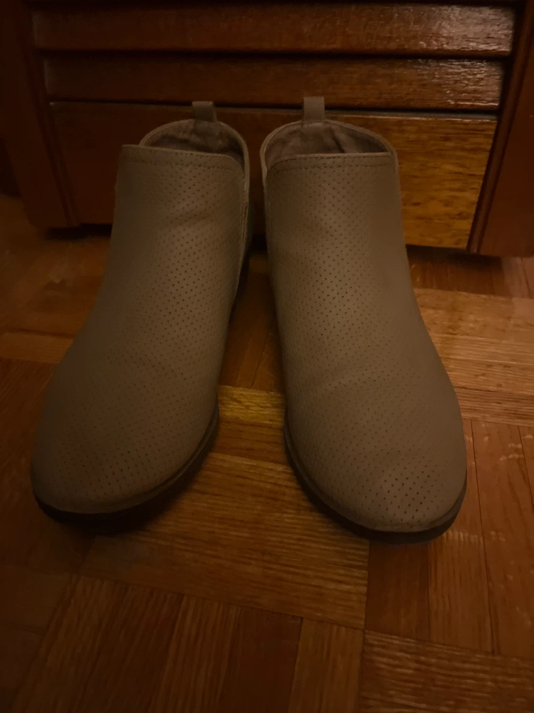 Tan Perforated Ankle Boots
