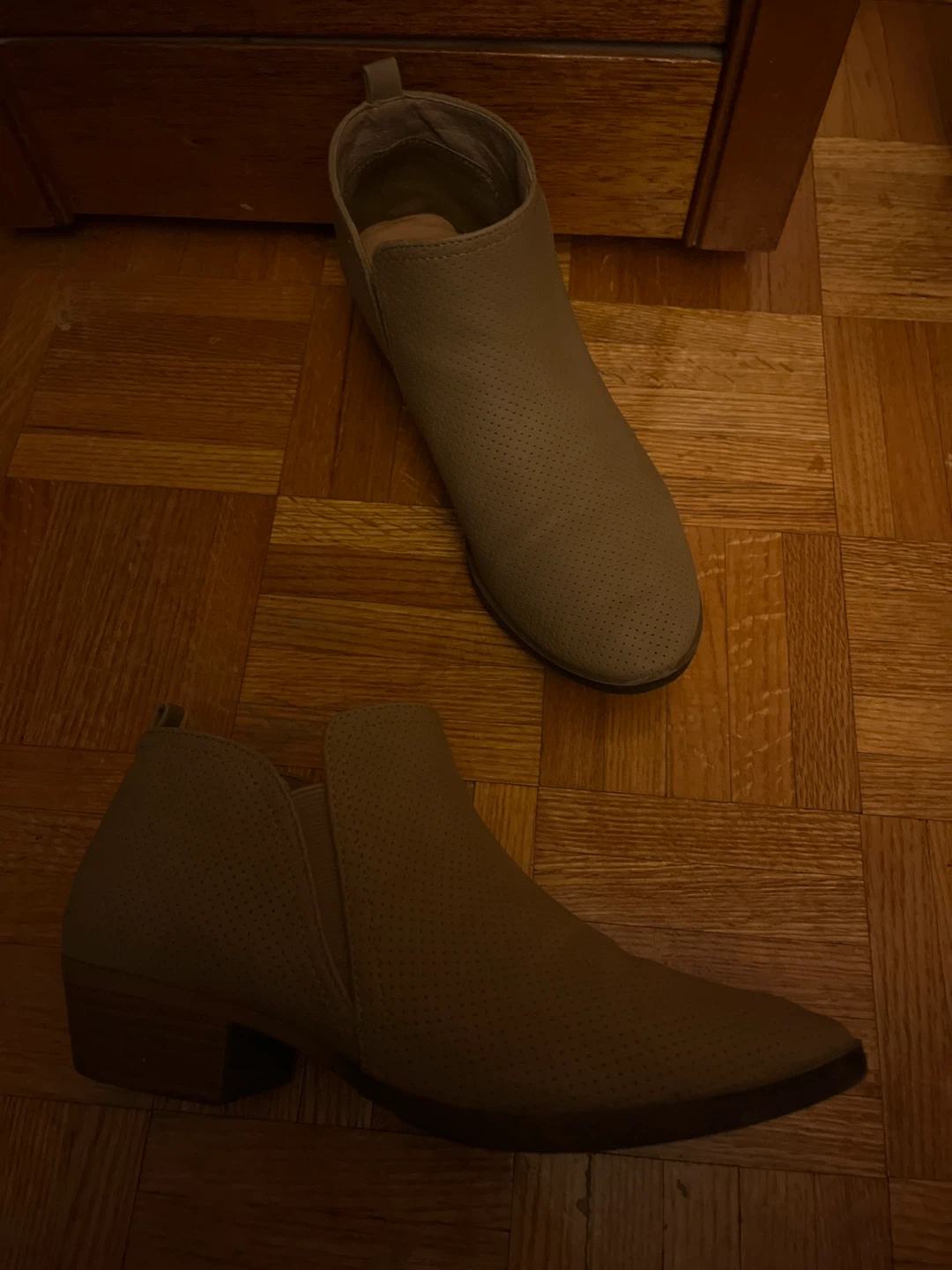 Tan Perforated Ankle Boots - photo 3