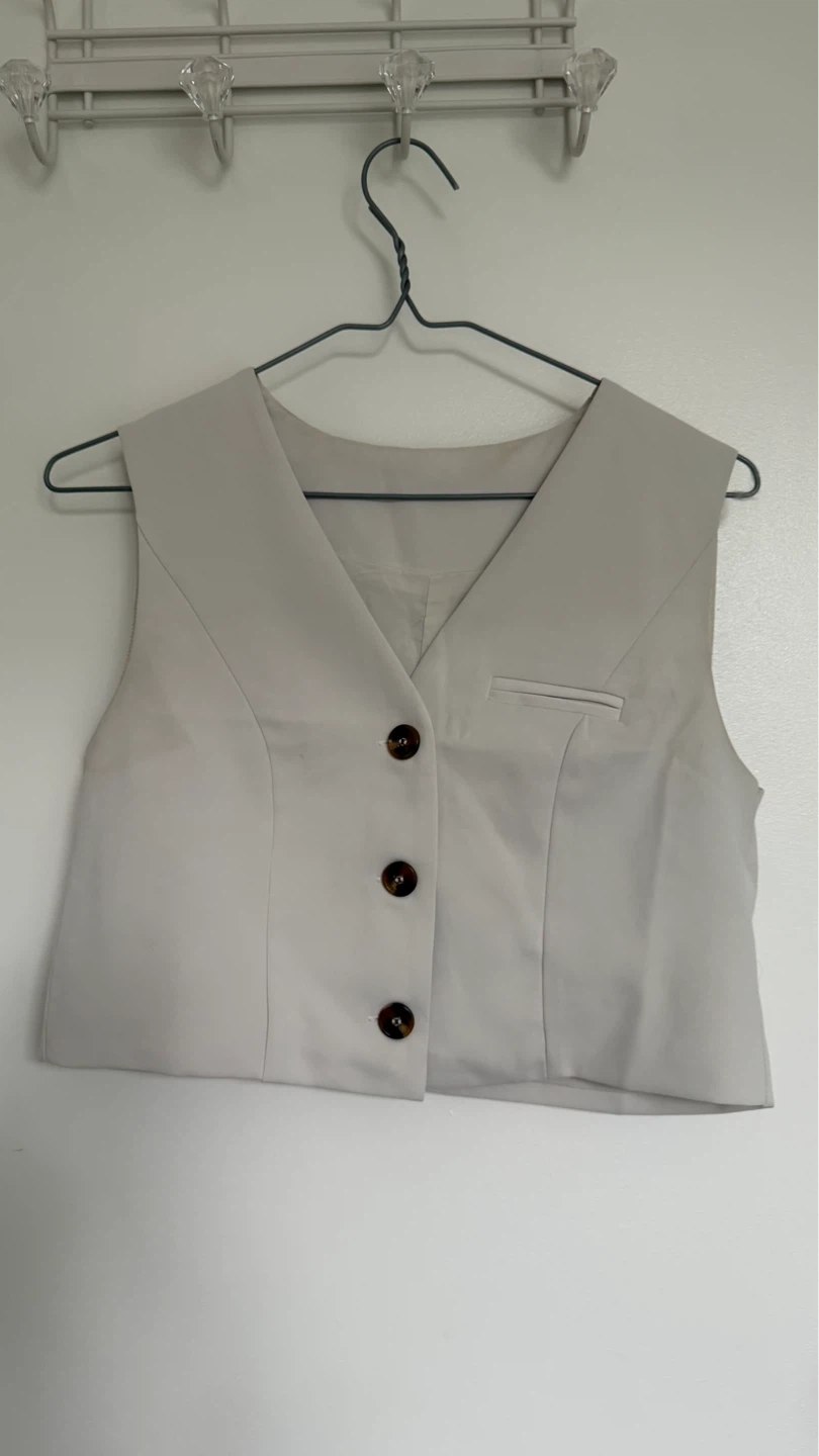 Beige Button-Up Vest