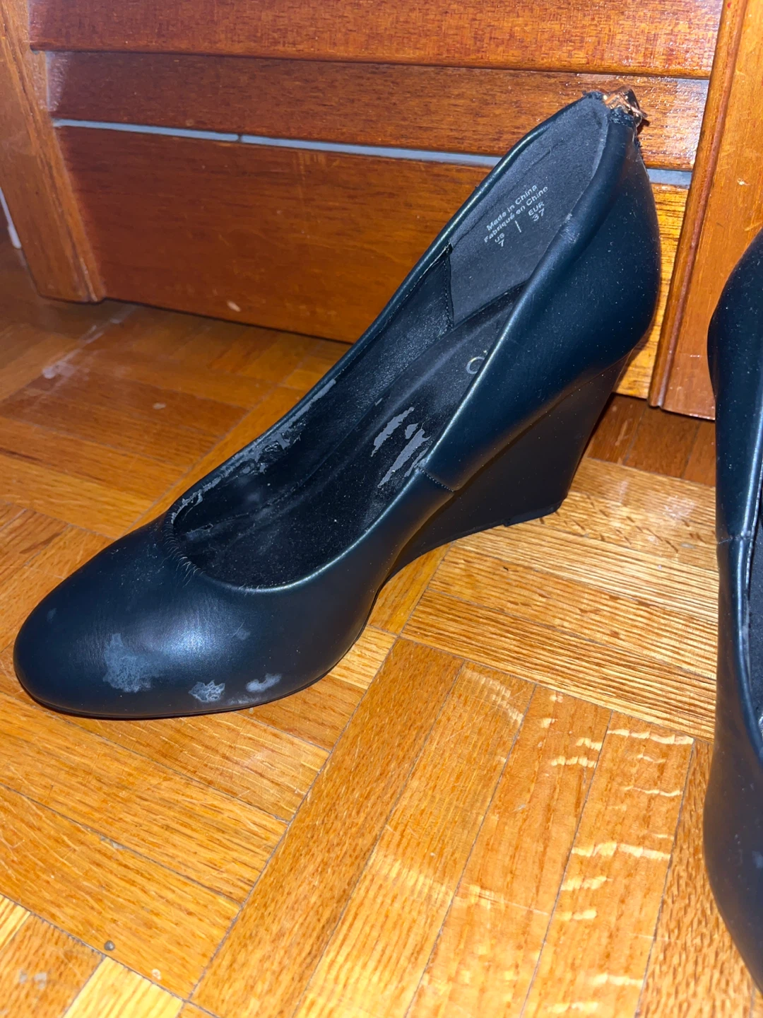 K STUDIO Black Faux Leather Wedge Heels - photo 3