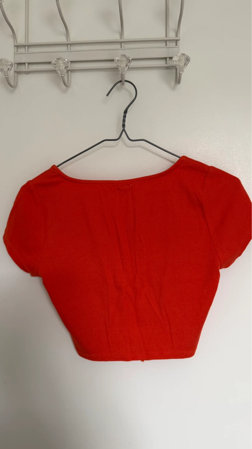 Bright Orange Cropped Ribbed Top - photo 2
