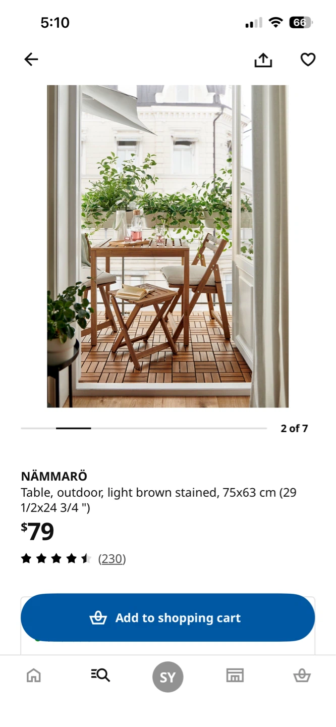 IKEA NÄMMARÖ Outdoor Table - Light Brown Stained