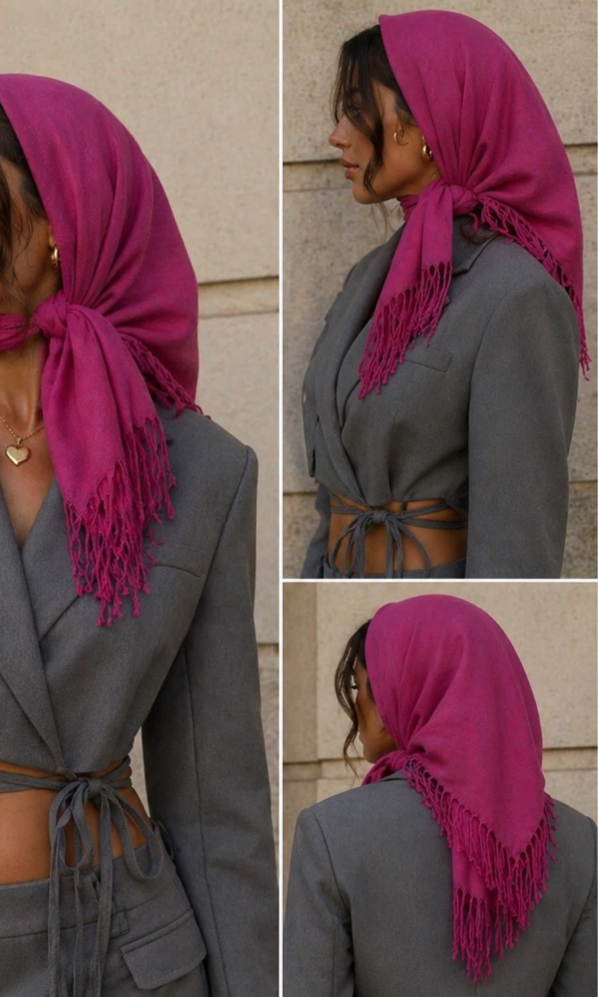 Pink Fringed Scarf