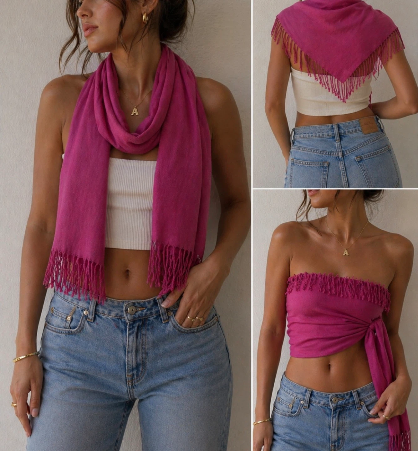 Fuchsia Fringe Scarf
