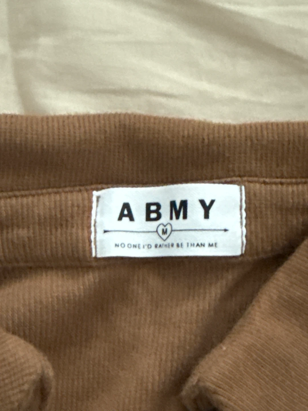 ABMY Brown Ribbed Collared Crop Top - Size M - photo 3